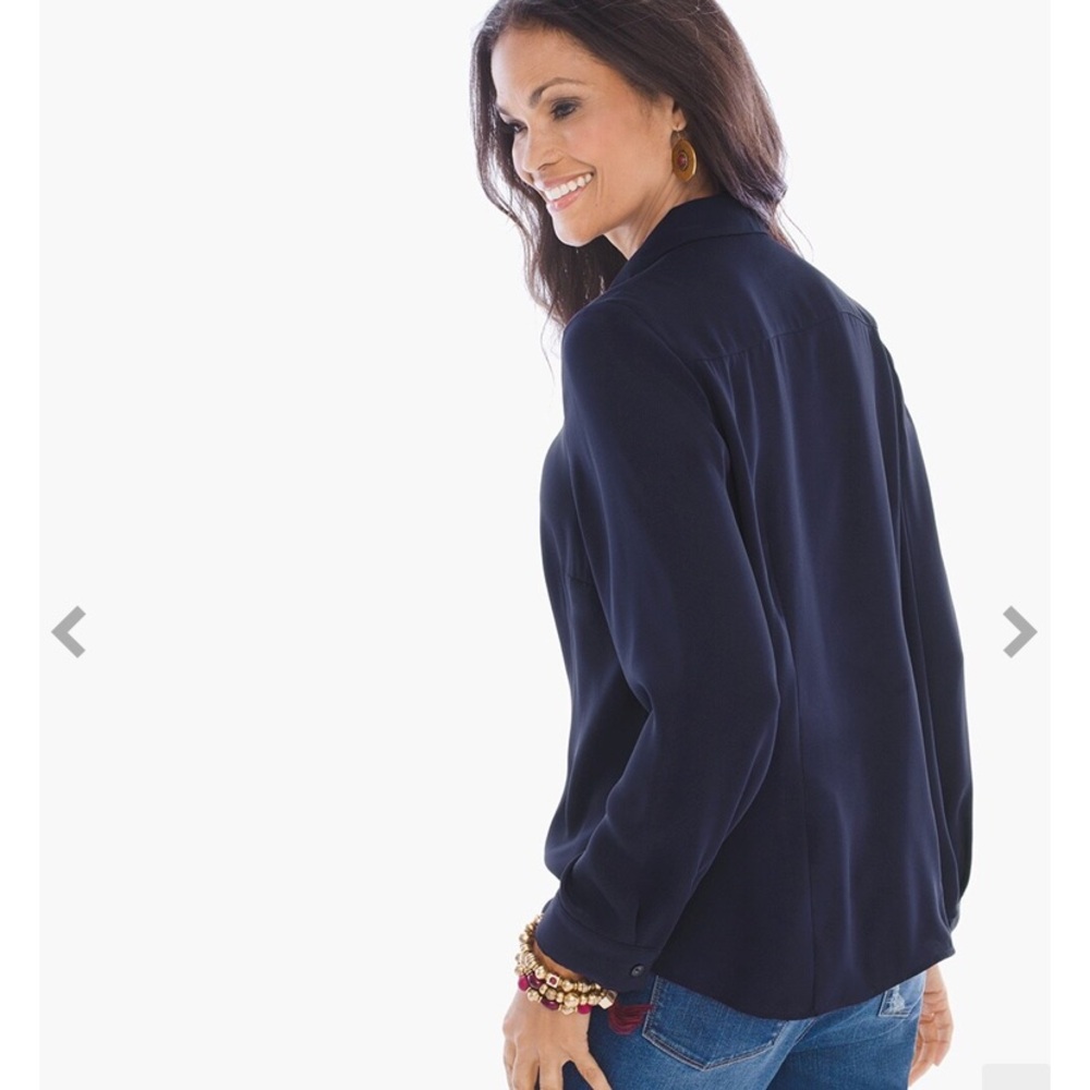 Chicos Ruffle Front Blouse . Maybe worn once . Retail 78